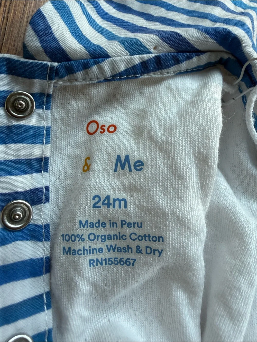 NEW Oso & Me Organic Cotton Pan Onesie Painted Stripe 24 Months